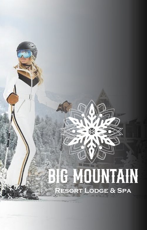 Big Mountain — book cover: a skier in white above the snowflake crest of the Big Mountain Resort Lodge & Spa